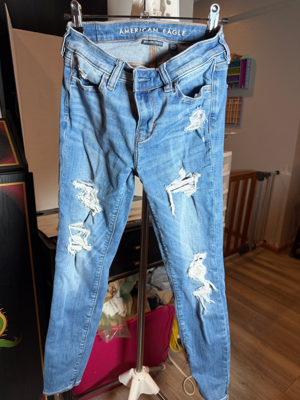 American Eagle Outfitters Light Blue Ripped Skinny Jeans